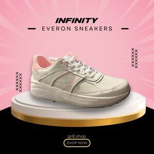 Infinity Everon Womens Sneakers Size 8 White & Powder Pink Slip-Resistant Lightw